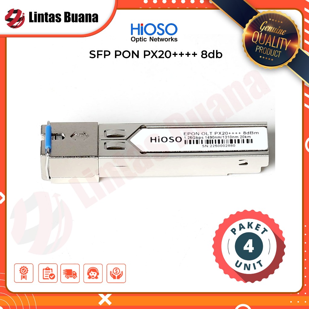 PAKET 4 Pcs - Hioso SFP Epon OLT PX20++++ 8dB 1.25G 20KM