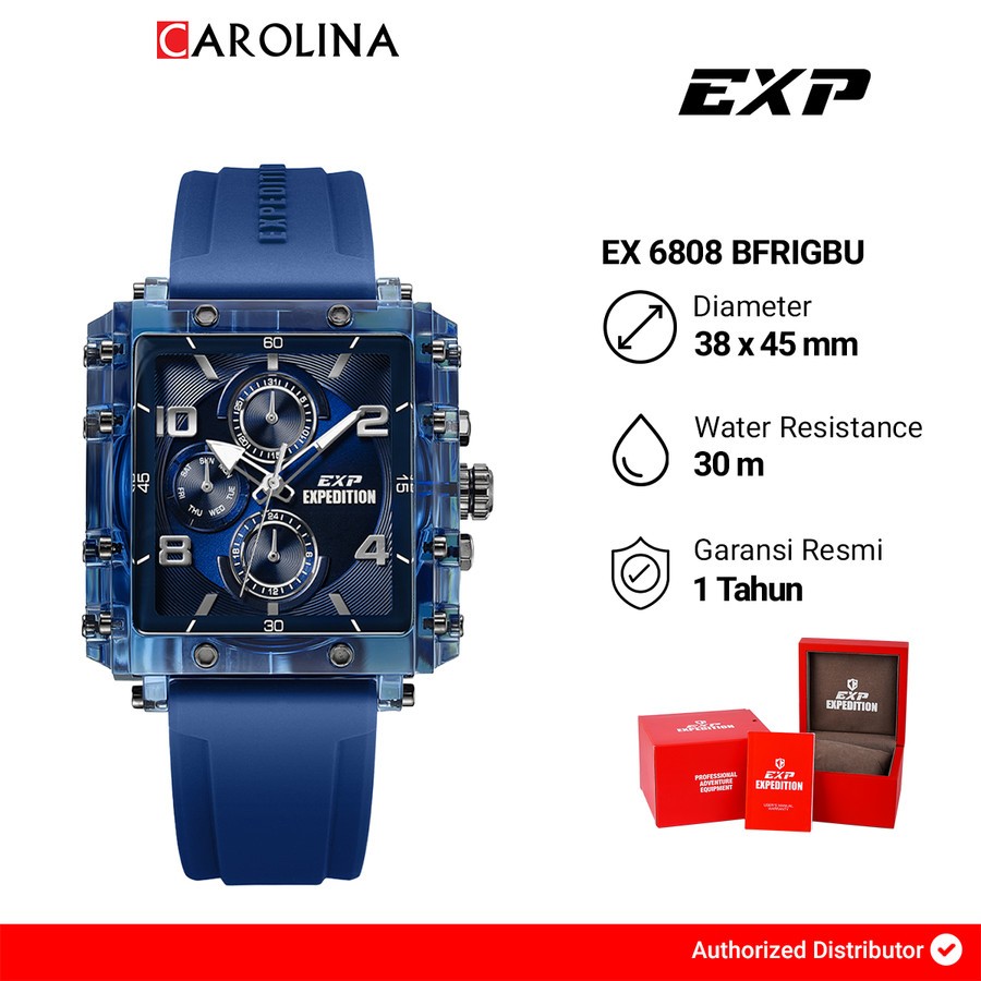 Jam Tangan Wanita Expedition Exp EX 6808 BFRIGBU Blue Dial Blue Rubber Strap