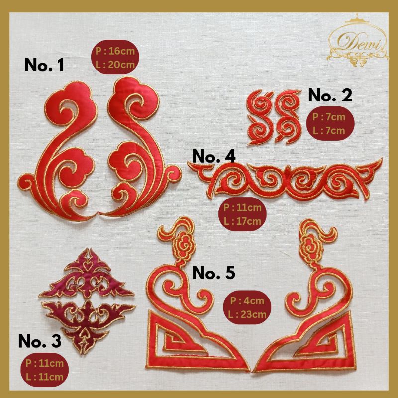 Kain Bordir Merah/Hiasan Baju/Aplikasi Hiasan Baju