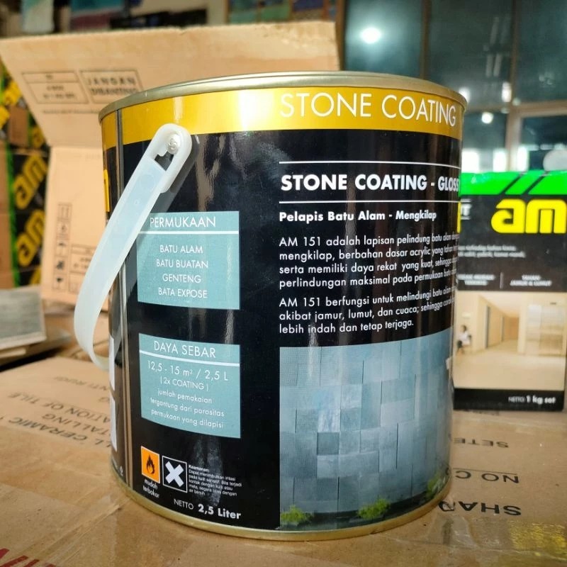 Cat Pelapis Batu Alam Warna Hitam Pelapis Batu Alam Coating Batu Alam, Genteng, Patung AM 153 @ 1 Li