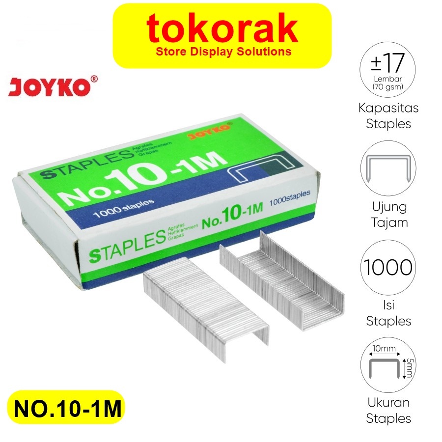 

REFILL STAPLER NO 10 1M JOYKO ISI STAPLES STRAPLER HECTER STEPLER 10-1M KECIL