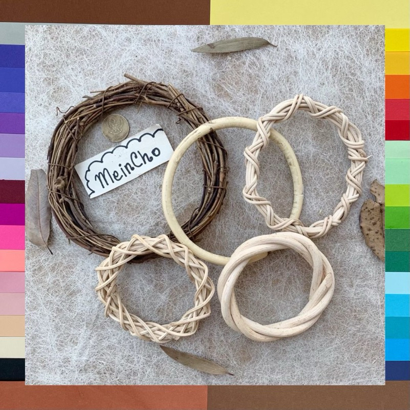 Ring Wreath ROTAN Ranting Ring Rotan Flower Crown Rattan Garland Properti Foto Dekorasi Rustik