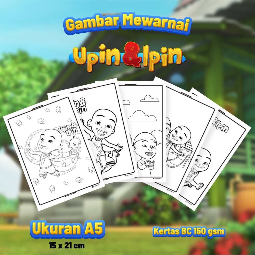 Gambar Mewarnai UPIN & IPIN Isi 20 Lembar Kertas BC Tebal
