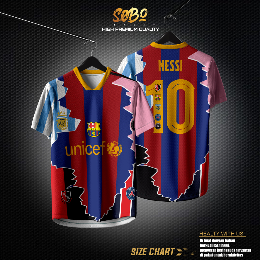 Jersey MESSI | Sepak Bola | Jersey Futsal | Jersey Voli Custom Free Nama Set | Team | Full Printing