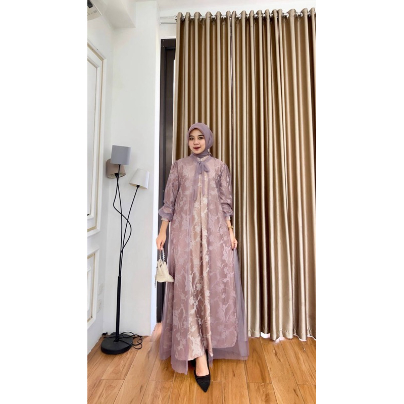 VERELIA MAXI WITH OUTER TILE (gamis outer tile terpisah
