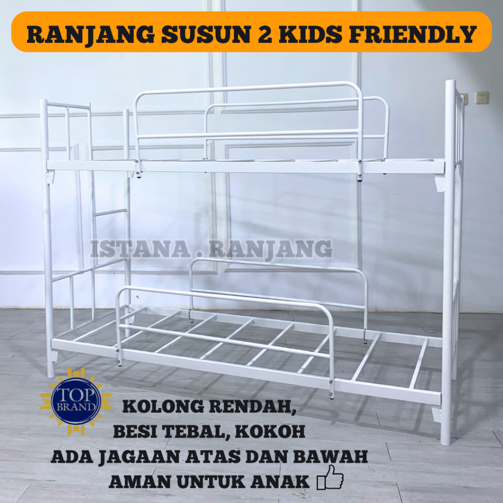 Tempat Tidur Anak Tingkat || Divan Susun 2 Tingkat Besi || Ranjang Susun Single Anak