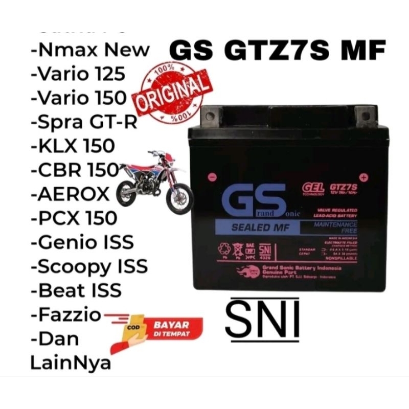 AKI GTZ7S GS  UNTUK MOTOR Sesuai (Gambar Halaman Utama)