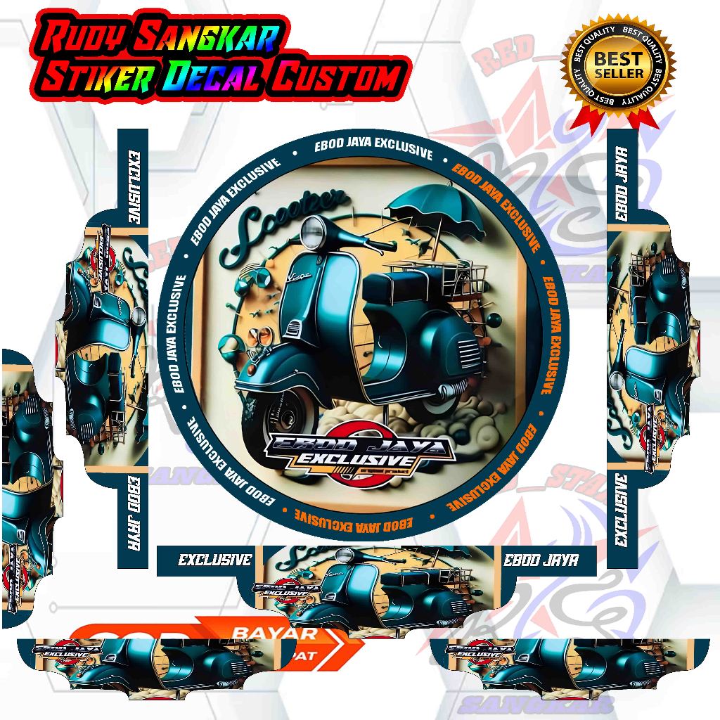 STIKER DECAL TEBOK MURAI EBOD JAYA MOTIF VESPA