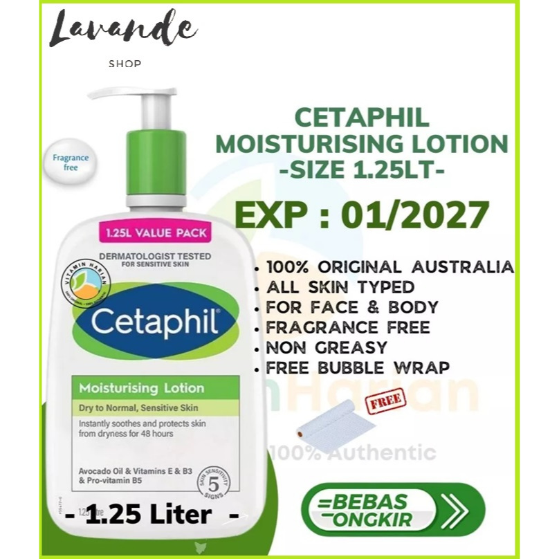 CETAPHIL MOISTURIZING FACE BODY LOTION 1.25L FOR DRY TO VERY DRY SKIN | PELEMBAB TUBUH CETAPHIL 1.25