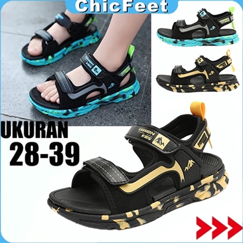 KODE F75Y ChicFeet Kids  Fashion Anak Sandal Anak Lakilaki Tampan Anak Siswa Nonslip Lembut Sole Sep