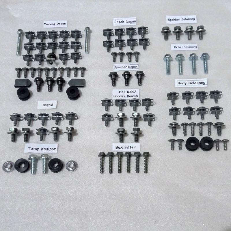 Baut Full Set Cover Bodi Body Yamaha Mio Soul GT 125 All New / Baut Lengkap Cover Body Bodi Yamaha A