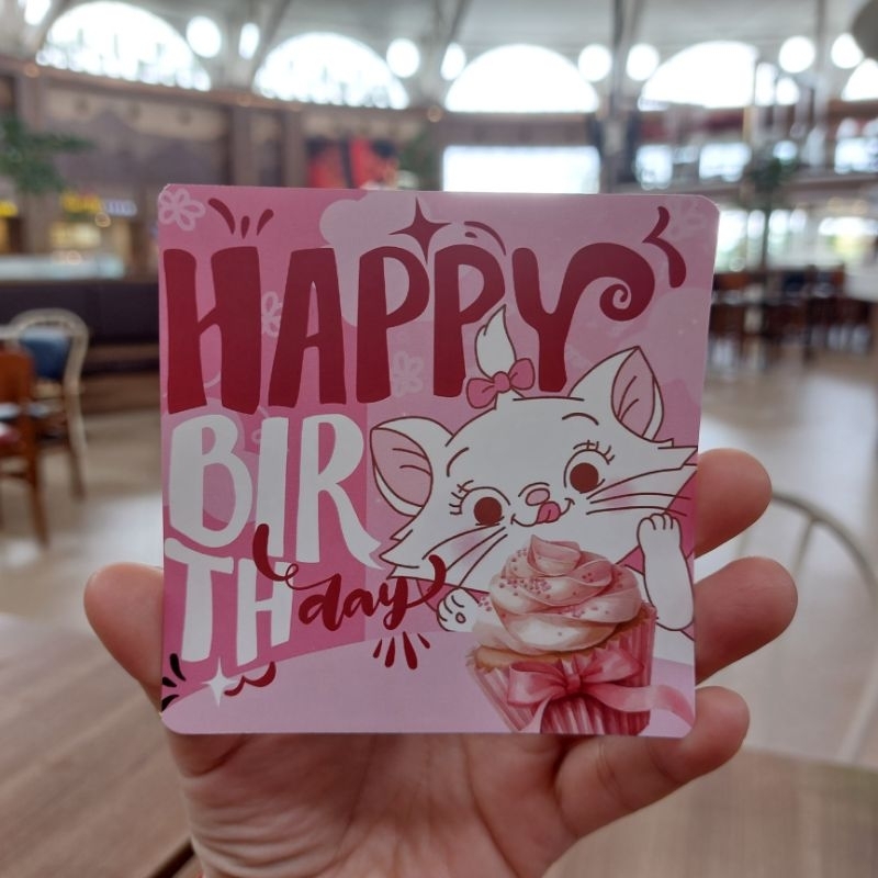 Stiker Kartu Ucapan Label Stiker Happy Birthday ultah Marie the Cat uk. 10x10 cm