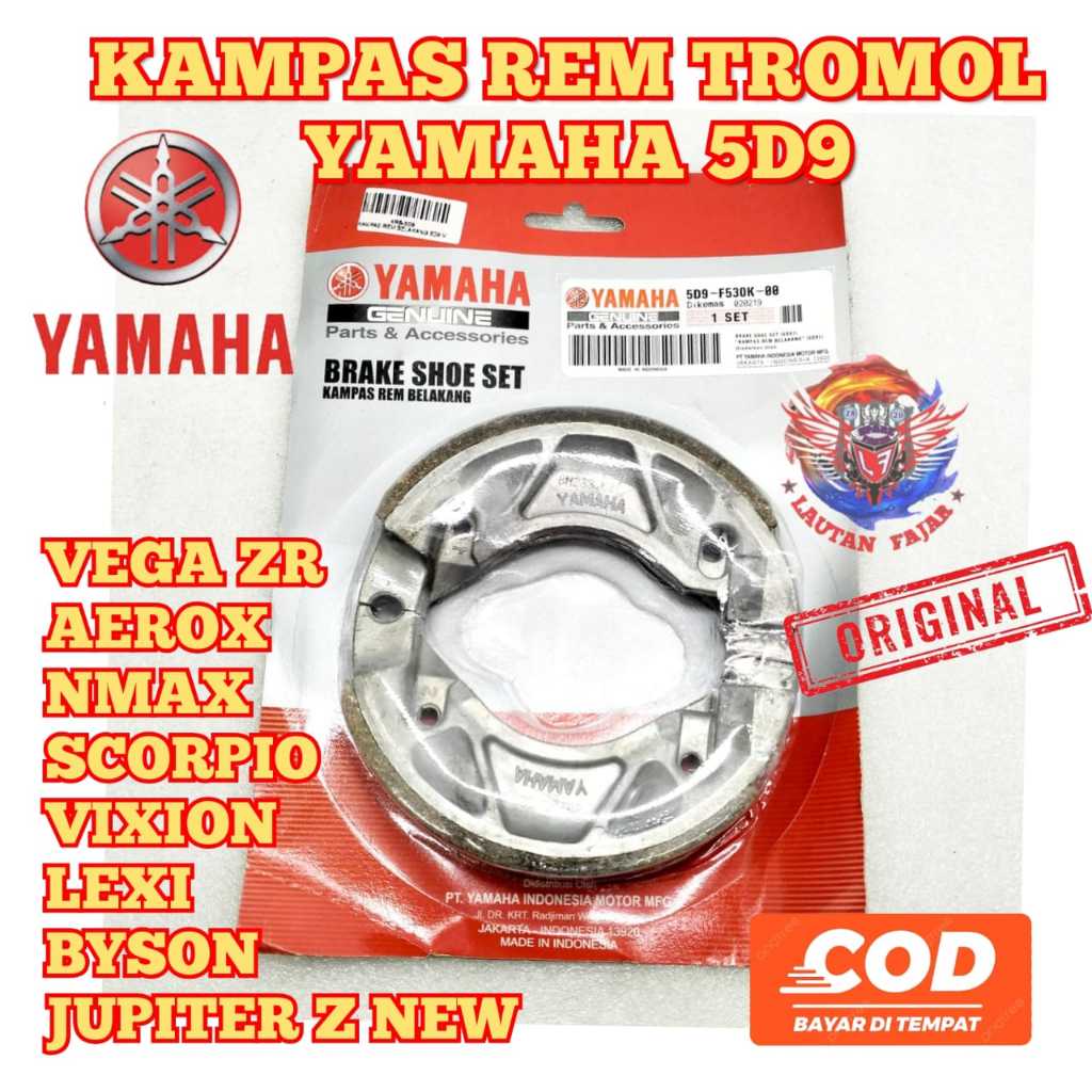 Kampas Rem Tromol Belakang Original Yamaha 5D9 Jupiter Z New Vega ZR Aerox NMax Scorpio Vixion Lexi 