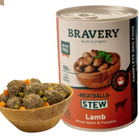 Dog Wet Food Bravery Meatballs Lamb / Makanan Basah Anjing