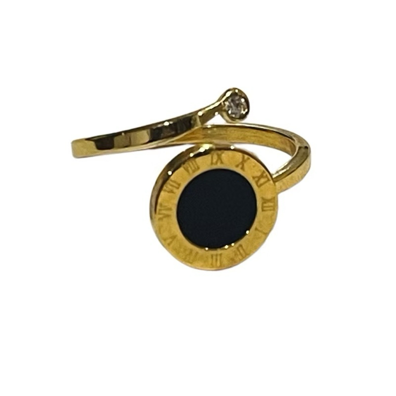 Cincin Titanium Wanita Korea Clover Hitam | Cincin Wanita Kekinian