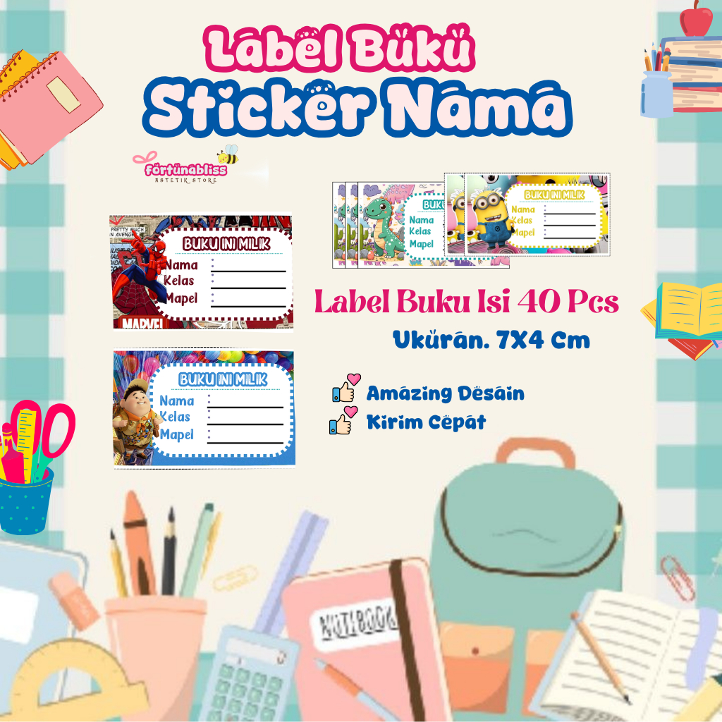 

STICKER LABEL MATA PELAJARAN-LABEL NAMA-LABEL NAMA ANAK ISI 40/20 PCS