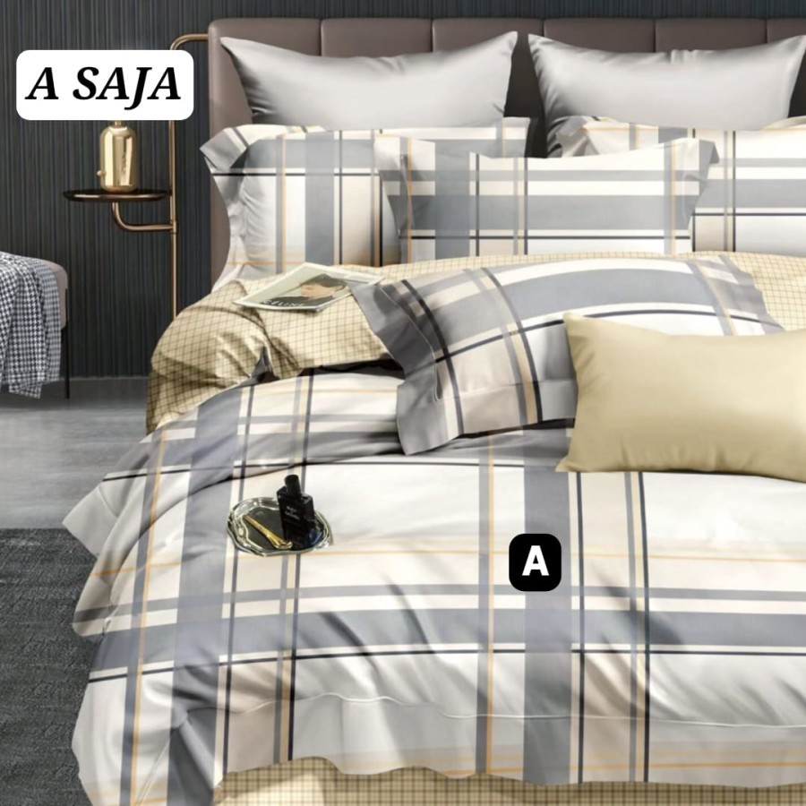 Bedcover Set Katun Jepang ORI Motif Minimalis Deiro | Bed Cover Set Adem Dingin | Badcover Set Impor