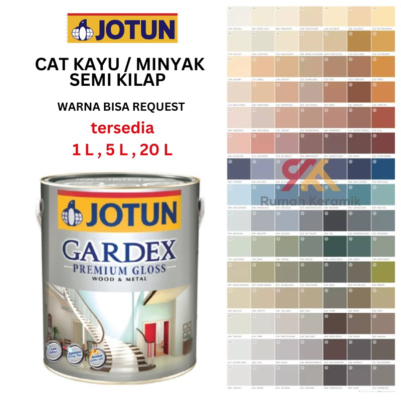GARDEX PREMIUM GLOSS Jotun CAT KAYU MINYAK 20 L | Cat Kayu Minyak Besi SEMI KILAP / Cat Kayu Minyak 