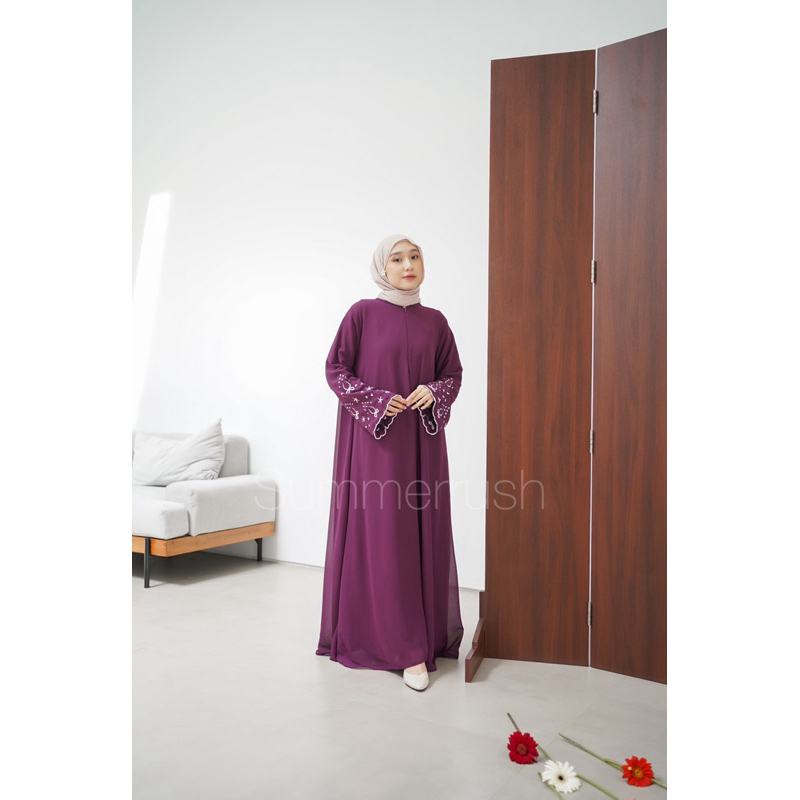 Mazaya dress | Dress lebaran | dress bordir | abaya bordir simple