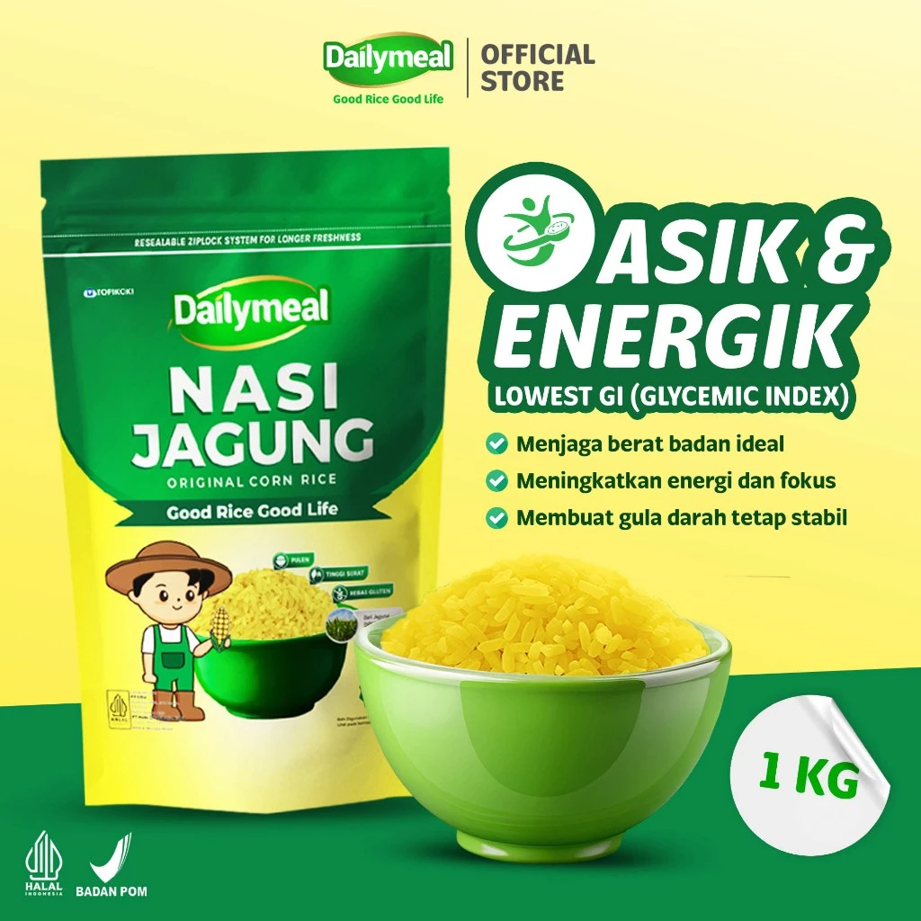 

JKL Dailymeal Nasi Jagung 1Kg Beras Rice Jagung Bebas Gula Bebas Gluten