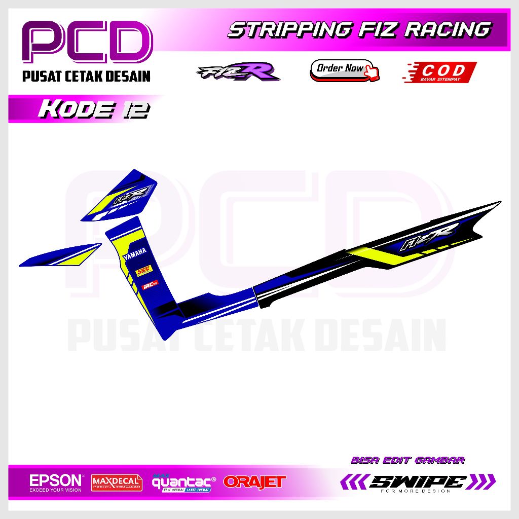 Sticker Striping FIZ R- Sticker Striping Variasi Motor FIZ R Motif ROAD RACE. FIZR.12