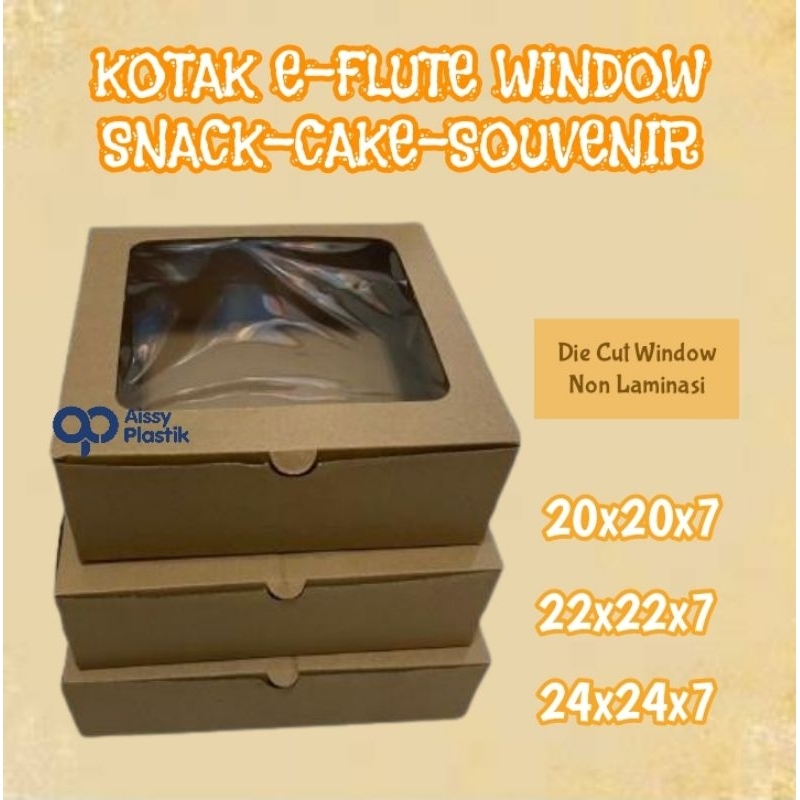 

kotak e-flute/kotak cake/kotak snack/kotak kue window die cut uk.20,22 & 24