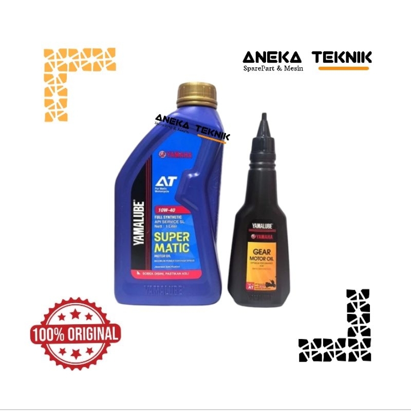 YAMALUBE Paket Oli Motor Yamaha Nmax Aerox 155 Cc Super Matic 10W-40 1 Liter - Gardan 100 ML Asli Or