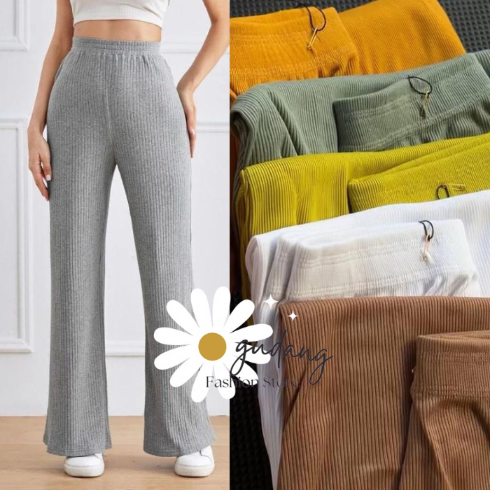 Kulot Knit Wanita Premium / Celana Kulot Knit Tebal Premium