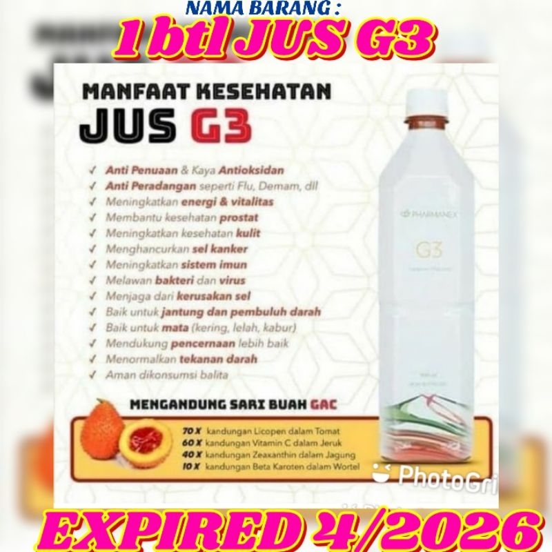 

1 btl JUS G3 KESEHATAN ED 4/2026 BAGUS UNTUK MATA & ANTIOKSIDAN
