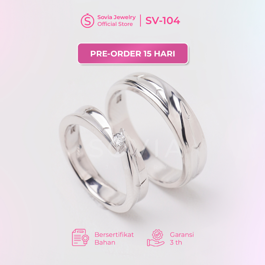 Sovia Jewelry Cincin Nikah Tunangan Cincin Couple Silver Perak Desain SV-104