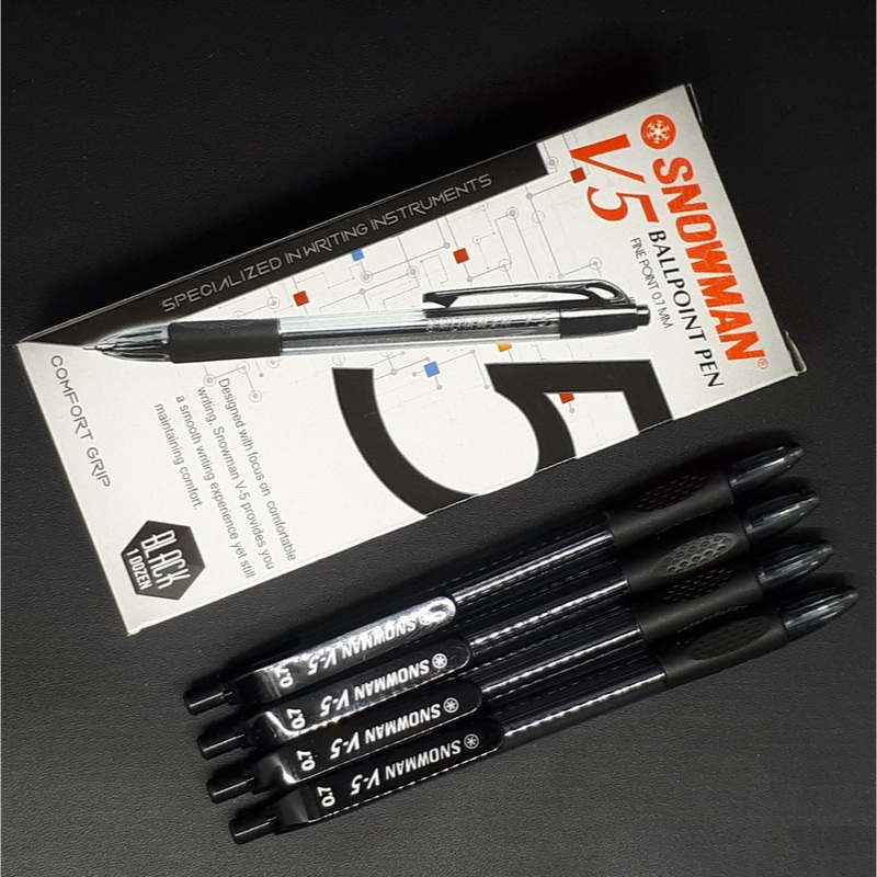 

Pulpen / Ballpoint Snowman V5 0.7mm Hitam Bolpen Cetekan (12 Pcs)