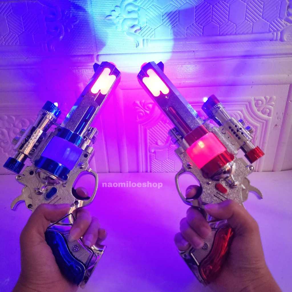 Promo Marvelous Toy Blaster Silver Game Flashing Light And Sound Mainan Pistol Anak Mainan Tembakan
