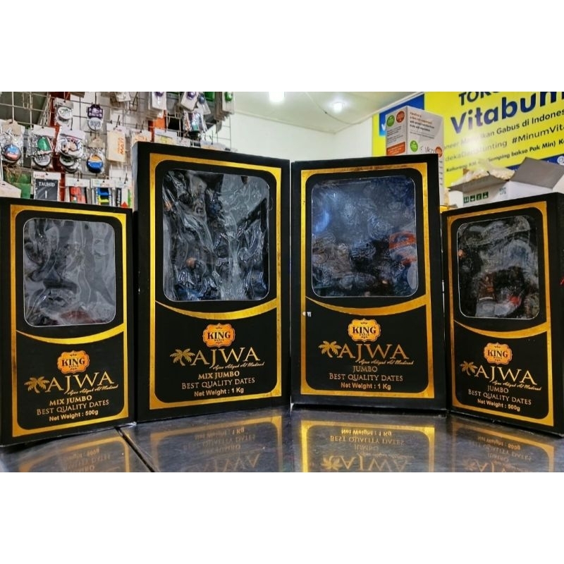 

King Ajwa Jumbo Dates Kurma Nabi Medina Asli Saudi Arabia Original Ajwa Premium 250 gram
