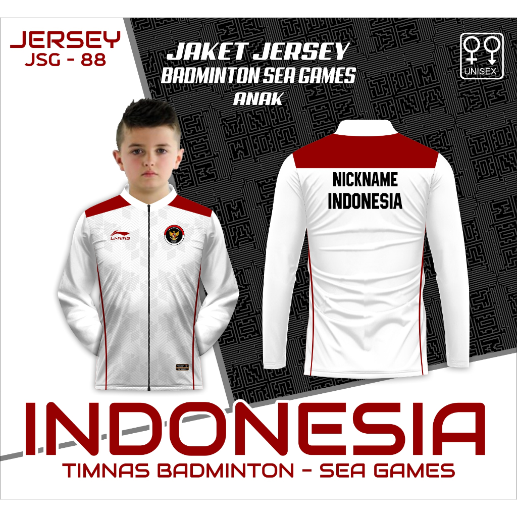 Jaket zipper jersey bola baju anak kaos sepak bola timnas indo sea games 2023 kamboja