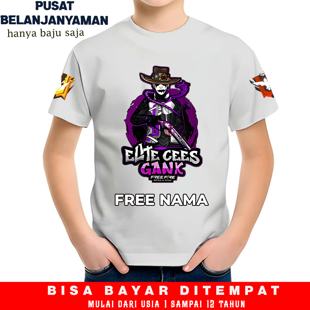 BAJU ANAK | KAOS MOTIF FF ELITE CS COBRA| TSHIRT DISTRO ANAK BISA TAMBAH NAMA USIA 1-12TH