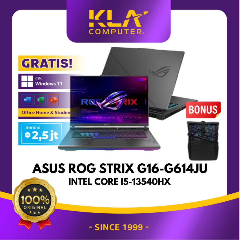 Laptop ASUS ROG Strix G16 G614JU Intel Core i5-13540HX 16GB 512GB SSD RTX4050 6GB 16″ Windows 11 Hom