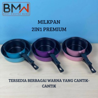 Milkpan Set 2pcs / Frypan Marble / Panci susu BMW / Teflon Premium Anti Lengket