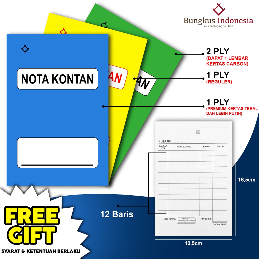 

Nota Kontan 1 Ply / Buku Nota 1 Rangkap 2 Ply 2 Rangkap