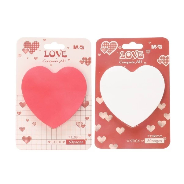 

M&G Heart Shape Sticky Notes 60 sheets 71 x 68mm, Red & White (AS33V174)