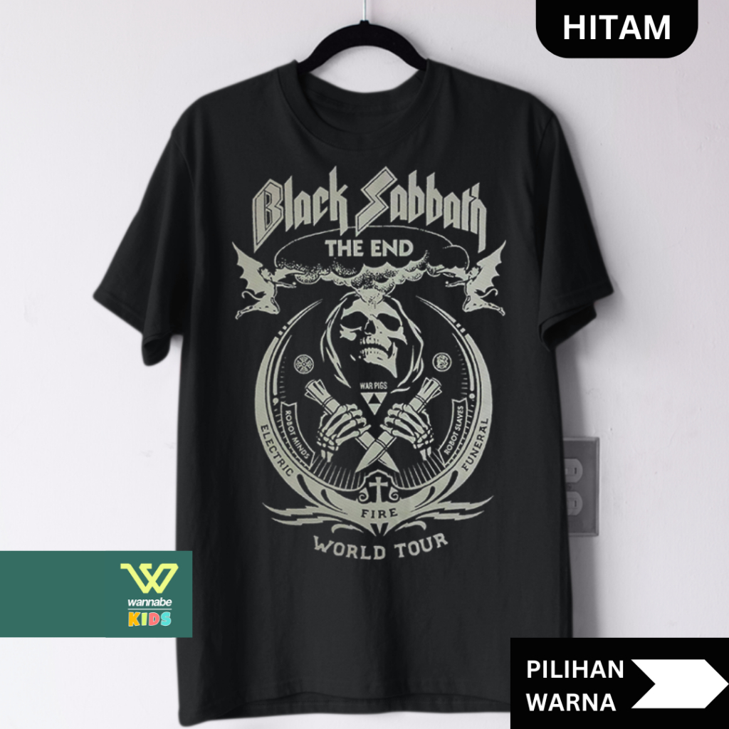 Kaos Band Black Sabbath Dewasa S–7XL Big Size Jumbo & Anak XS–XL | Baju Musik Rock Metal Couple Kelu