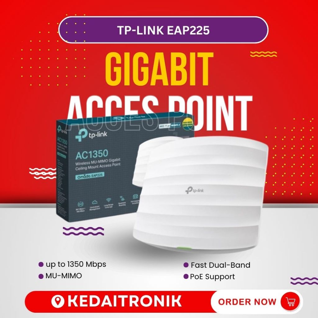 TPLINK EAP225 AC1350 Wireless MU-MIMO Gigabit Ceiling Mount AP TP Link EAP 225