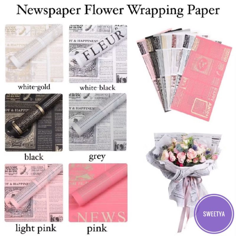 

kertas bucket motif koran/kertas cellophane anti air