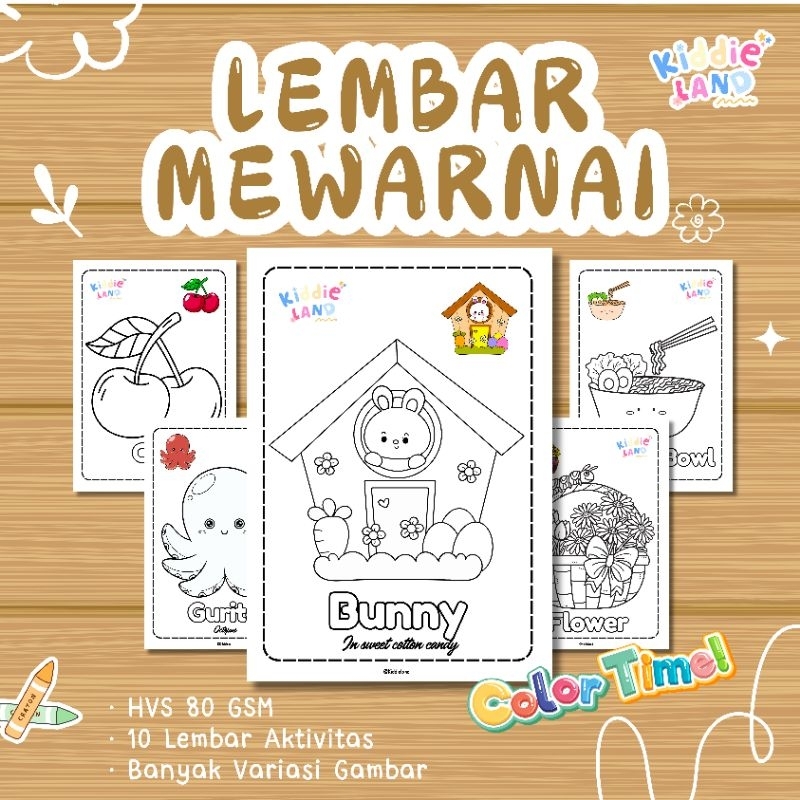 

KIDDIE LAND Worksheet mewarnai gambar aktivitas edukasi banyak tema ukuran A5 full warna kertas belajar mewarna coloring page bukan buku mewarnai untuk anak usia 2 3 4 5 TK Pra Sekolah toddler