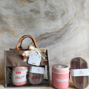 

TWODEE - Hampers Paket HD Tas Mika Sablon + Botol Soup + Lunch Box Susun Gift Souvenir Custom