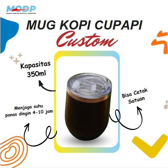 Mug Egg Cupapi Custom - Coffee Stainless Gelas Minum Cetak Laser Grafir Nama - Logo