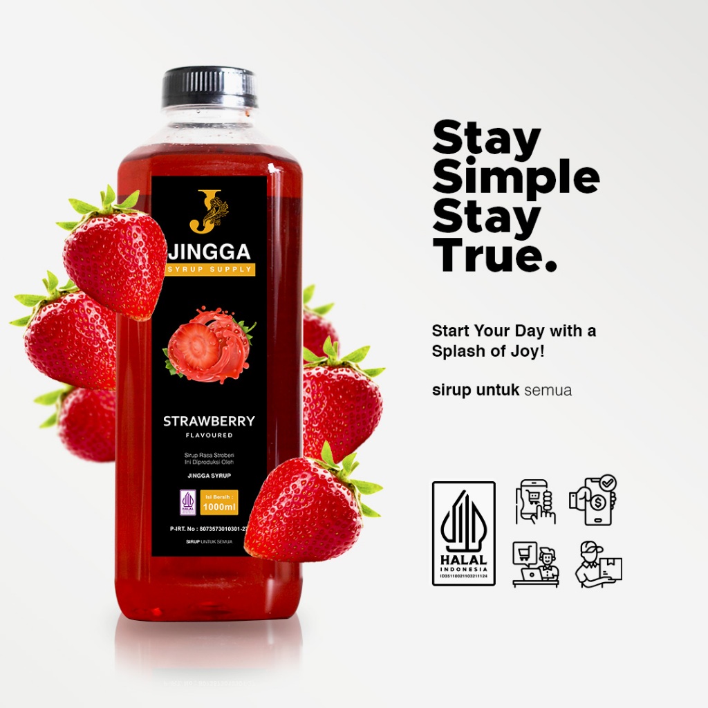 

JINGGA Strawberry Syrup 1000 ml - Sirup Flavour Strawberry Untuk Coffee Mocktail Cocktail