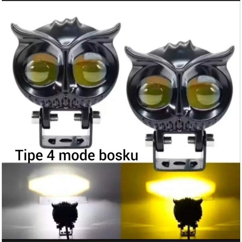 LAMPU TEMBAK SOROT 2 MATA BURHAN OWL AC DC MOTOR MOBIL SEPEDA LISTRIK
