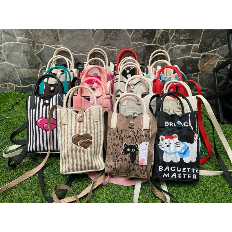 Tas Rajut Hp Kecil Selempang Sling Bag Knit Tas Rajut Hp Kecil Selempang Sling Bag Knit Tas handphon