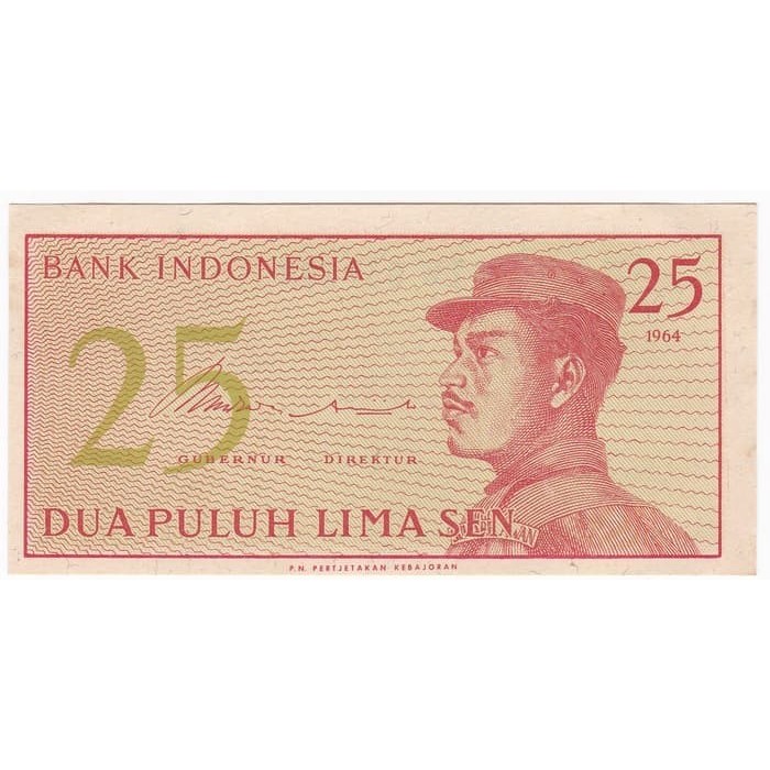 Uang Kuno Uang Kertas Lama 25 Sen Seri Sukarelawan Tahun 1964 Mahar Hobi Koleksi Numismatik