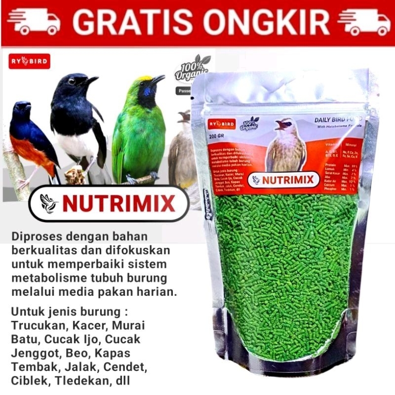 NUTRIMIX VOER HIJAU Pakan Burung Murai Kacer Trucuk Jalak Makanan Burung Untuk Burung Murai kacer Tr